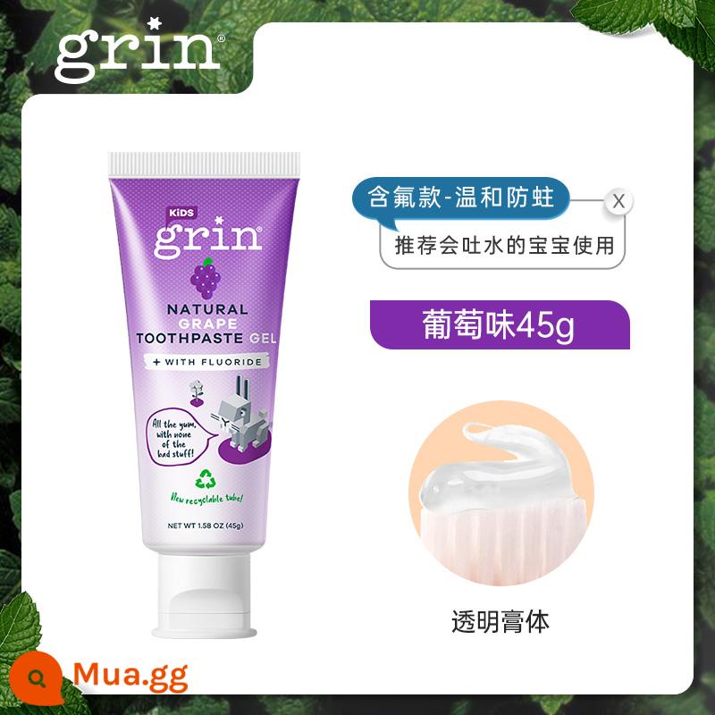 grin kem đánh răng trẻ em chứa florua chống sâu bướm cho bé 6 tháng 3-6-12 tuổi Kem đánh răng chống sâu bướm cho trẻ 0 tuổi 70g - [Florua dịu nhẹ chống sâu bướm]Hương nho 45g