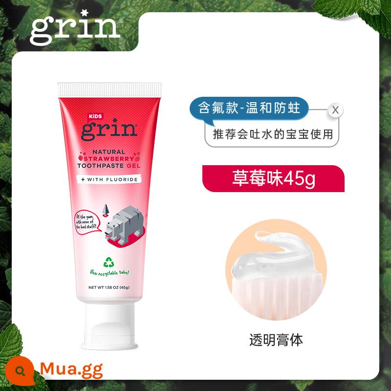 grin kem đánh răng trẻ em chứa florua chống sâu bướm cho bé 6 tháng 3-6-12 tuổi Kem đánh răng chống sâu bướm cho trẻ 0 tuổi 70g - [Florua dịu nhẹ chống sâu bướm]Hương dâu 45g