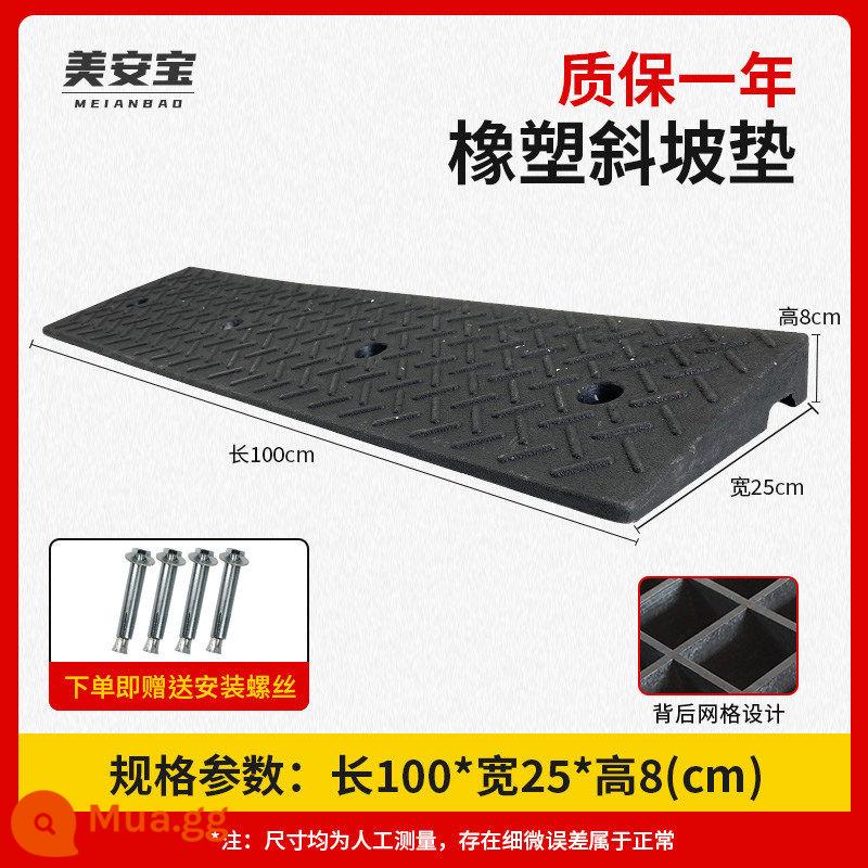 Cao su cao 13cm bước đệm dốc đệm đường răng xe ngưỡng đệm đường dọc theo dốc lên bậc leo tam giác - Cao 8