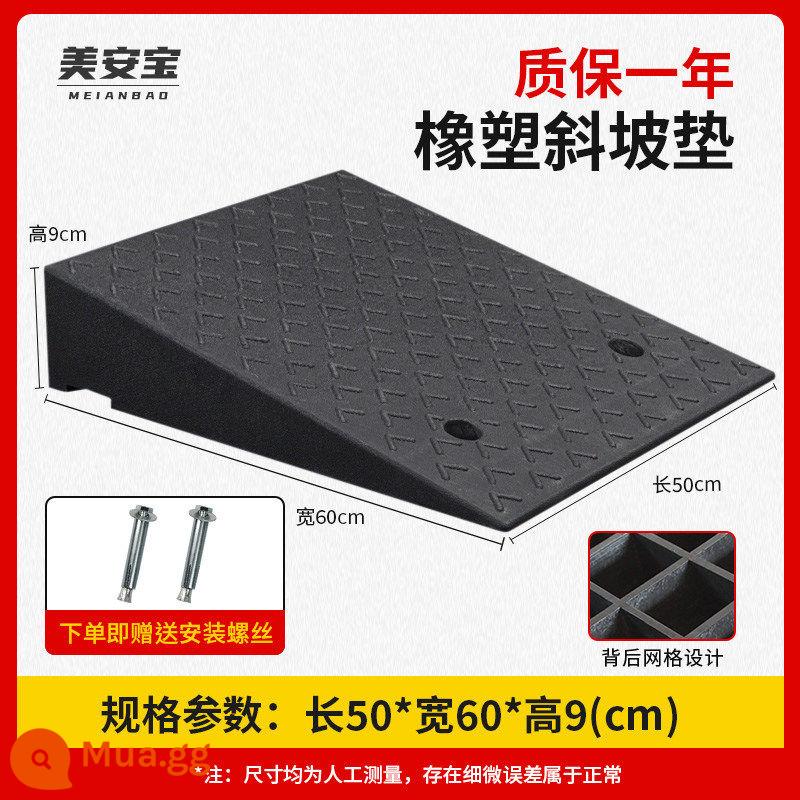 Cao su cao 13cm bước đệm dốc đệm đường răng xe ngưỡng đệm đường dọc theo dốc lên bậc leo tam giác - 50*60*9