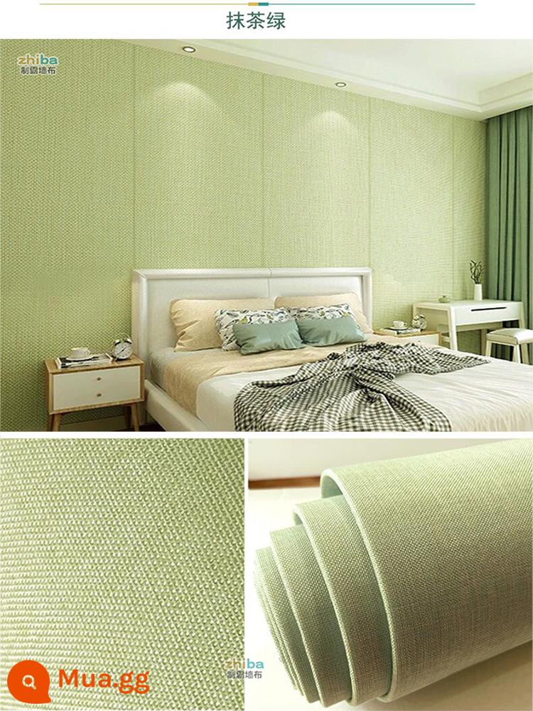 Linen dày tường vải tự dính giấy dán tường đầu giường gói mềm bảng điều khiển tường TV nền tường sticker không thấm nước phòng ngủ trang trí hình nền - Keo dán tường chống thấm dày màu xanh matcha (cao 2,8 mét * rộng 65 cm 1 cuộn) keo dán tường tự dính