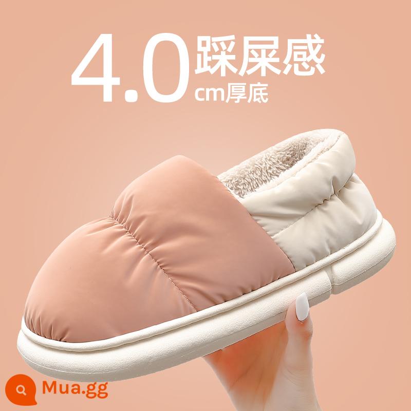 Giày cotton mùa đông nam đất 2022 giày nam mới cho người lớn tuổi nhung gia đình trung niên và người già giày bố dày chống trượt ấm áp - Hồng