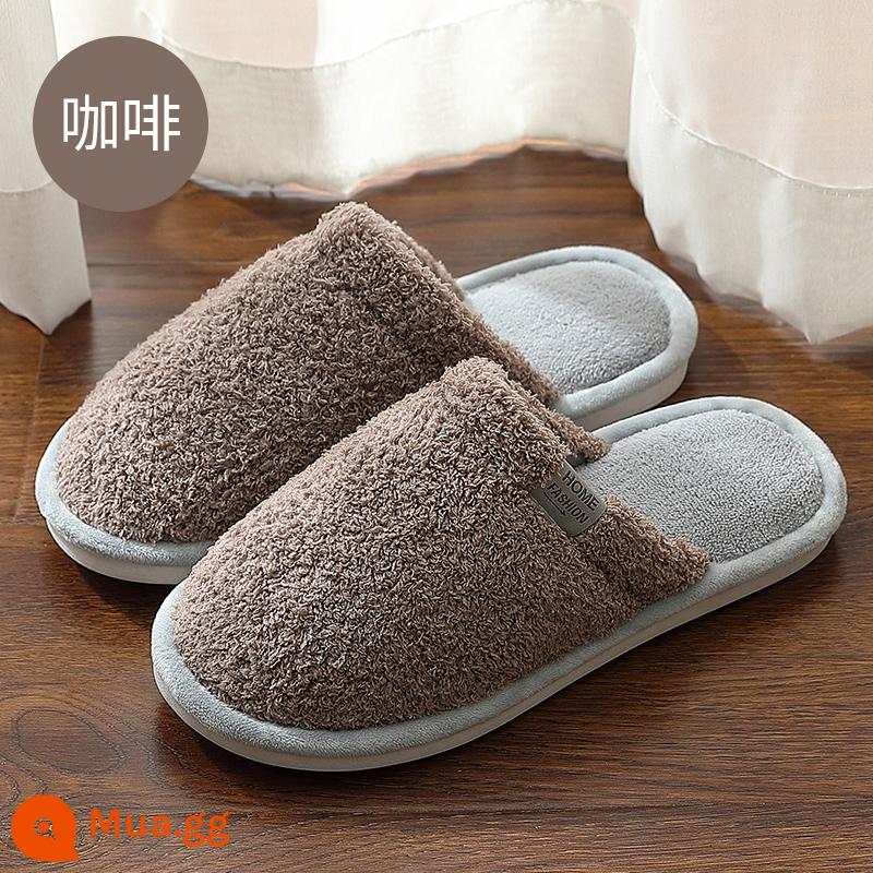 Dép bông chống chéo mùa đông nam 2022 Nhà mới trong nhà dày Đải có kích thước lớn Slippers Slippers Model's Models nam - Cà phê [Phong cách đơn giản❤️]