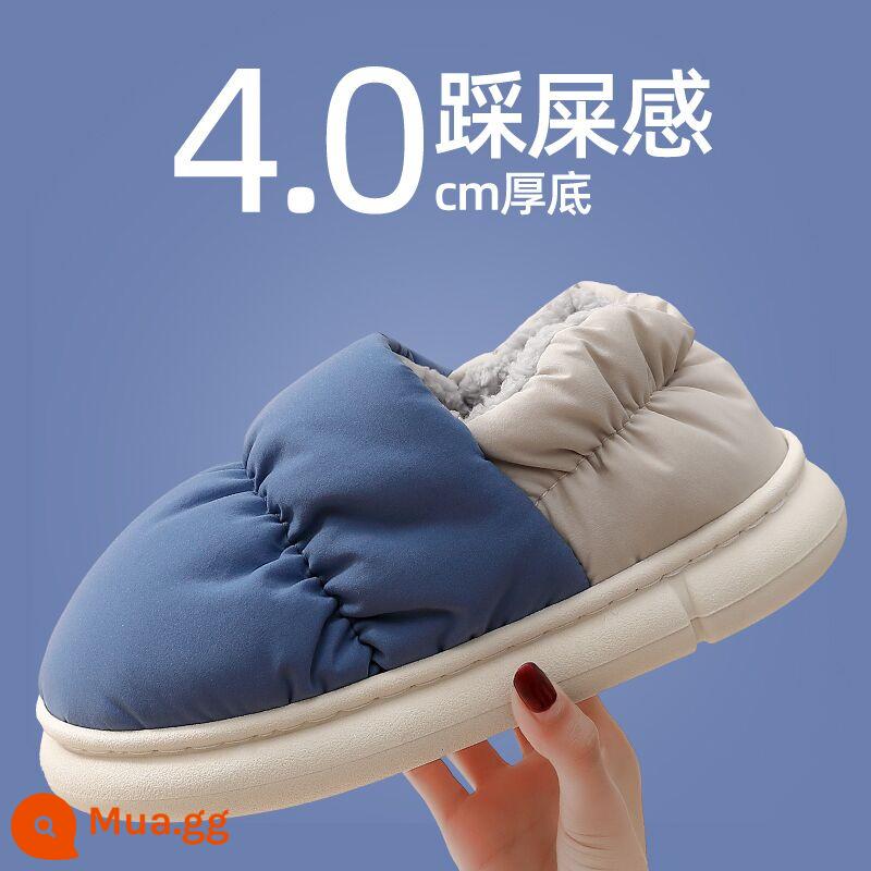 Giày cotton mùa đông nam đất 2022 giày nam mới cho người lớn tuổi nhung gia đình trung niên và người già giày bố dày chống trượt ấm áp - xanh nhạt