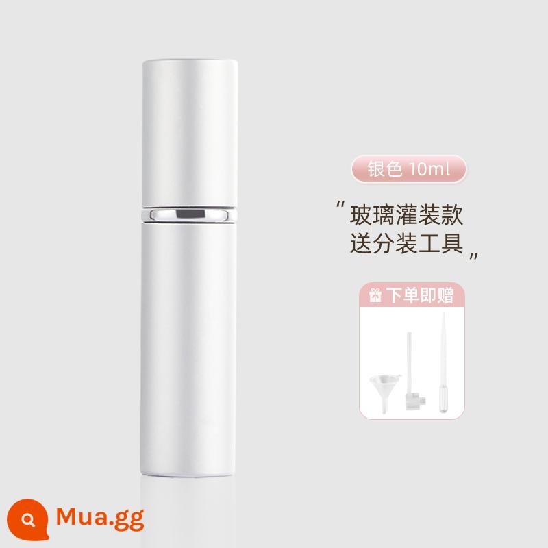 Nước hoa đóng chai đáy rót cao cấp xách tay dùng thử bộ đầu xịt chai rỗng bơm thẳng chai 10ml - Mẫu rót thủy tinh bạc 10ml