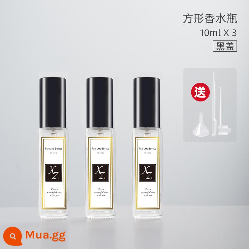 Nước hoa đóng chai đáy rót cao cấp xách tay dùng thử bộ đầu xịt chai rỗng bơm thẳng chai 10ml - Đổ đầy thủy tinh 10ML màu đen [3 gói]