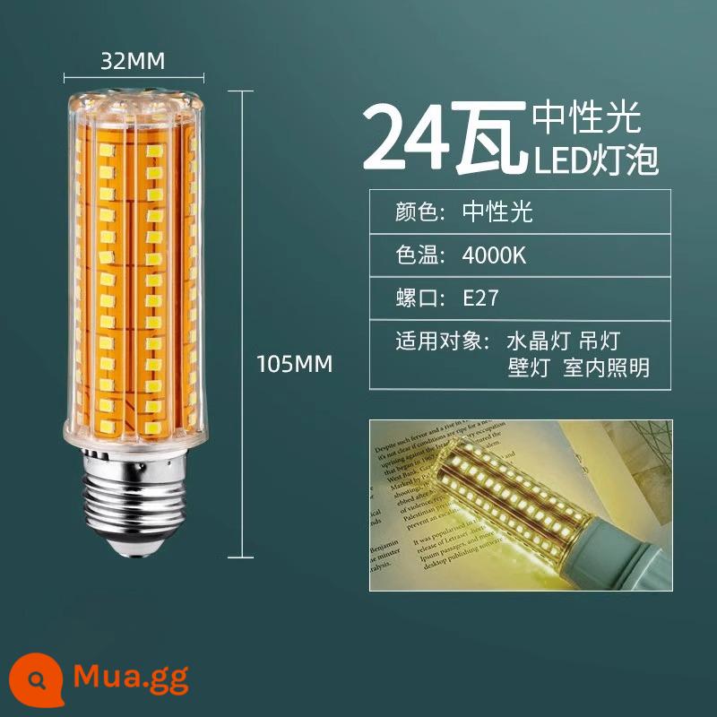 Bóng Đèn LED Ngô Đèn Hộ Gia Đình E27 Sợi E14 Vít Tiết Kiệm Năng Lượng Đèn Trắng Ấm Ba Màu Ánh Sáng Chiếu Sáng đèn Chùm Đèn - Không nhấp nháy, cổng vít E27, đèn trung tính 24W