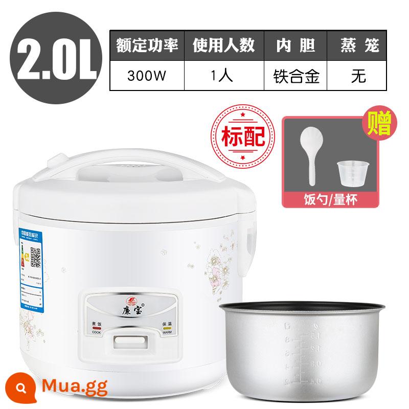 Nồi cơm điện tử gia dụng 2-3 người nồi cơm điện mini 4 lít 1-2L thông minh cổ nhỏ đa năng nấu cơm hấp - Tiêu chuẩn trắng 2.0L (dành cho 1-2 người)