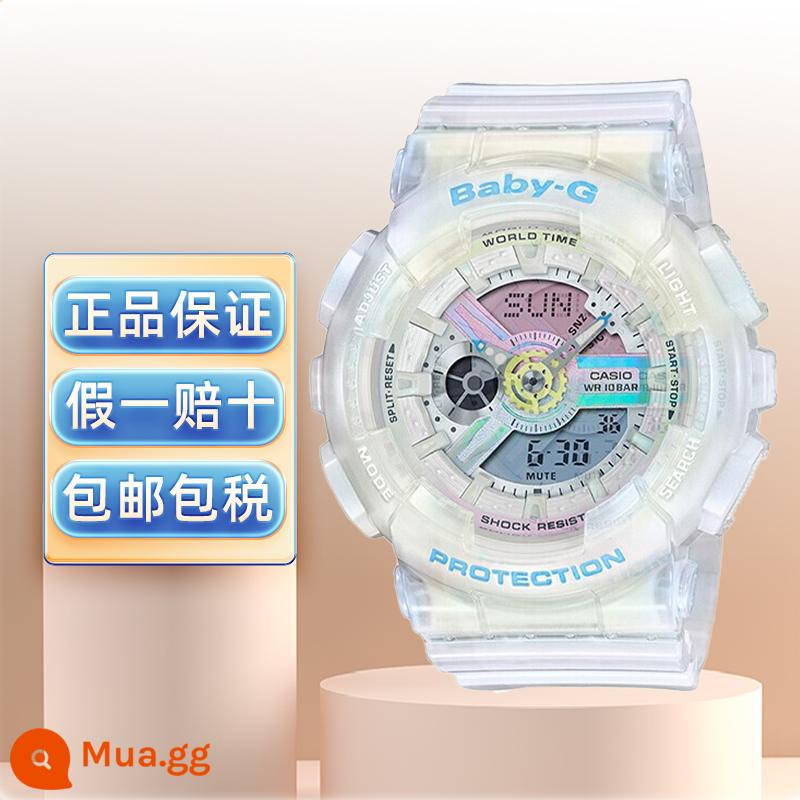 Đồng hồ CASIO nữ chính hãng babyg Dương Tử cùng đồng hồ điện tử thể thao trắng chống nước BA-110 - BA-110PL-7A2