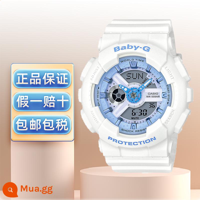 Đồng hồ CASIO nữ chính hãng babyg Dương Tử cùng đồng hồ điện tử thể thao trắng chống nước BA-110 - BA-110BE-7A