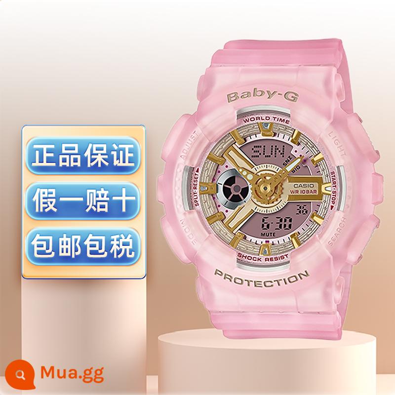 Đồng hồ CASIO nữ chính hãng babyg Dương Tử cùng đồng hồ điện tử thể thao trắng chống nước BA-110 - BA-110SC-4A