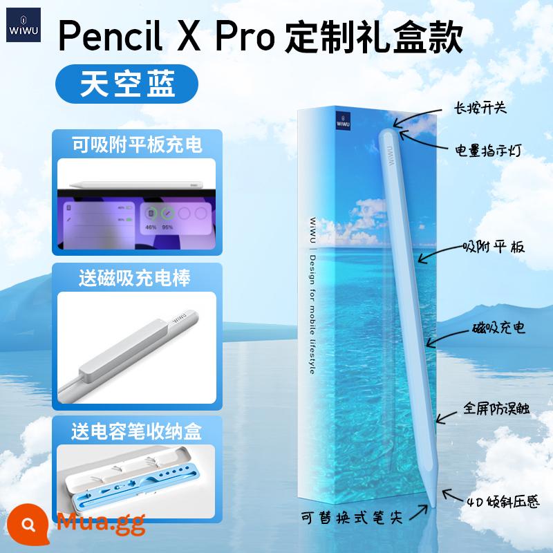 wiwu/để giác ngộ bút chì apple bút điện dung ipad bút máy tính bảng màn hình cảm ứng bút applepencil thế hệ thứ nhất và thứ hai thích hợp cho Apple bút cảm ứng ipadpencil stylus sạc hút từ tính - [Sạc từ] Pencil X Pro (Hộp quà tùy chỉnh丨Sky Blue) + Đế sạc miễn phí