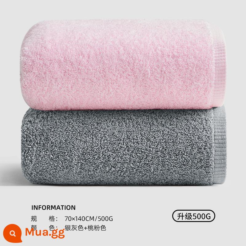 Khăn Tắm Sanli Mùa Đông Nữ 2022 Cotton Mới Cotton Nguyên Chất Gia Dụng Thấm Nước Nhanh Khô Khăn Quấn Nam Khăn Người Lớn Bộ Hai Món - Xám bạc + hồng đào (2 gói giá cả phải chăng)