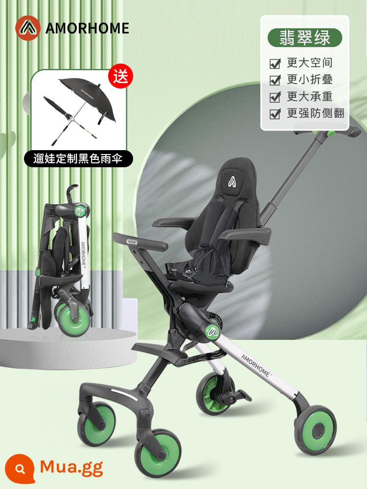 AMORHOME Walking Baby Walking Baby Artifact Cảnh quan cao Trọng lượng nhẹ Có thể gập lại Ngồi và Nằm - Xanh ngọc lục bảo [kiểu nửa túi]