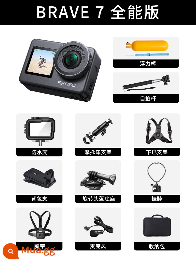 Camera thể thao AKASO Brave7 Camera chống rung 4K HD Cơ bắp trần chống nước Máy ghi hình đầu máy xe lửa - Bộ đồ toàn diện Brave7