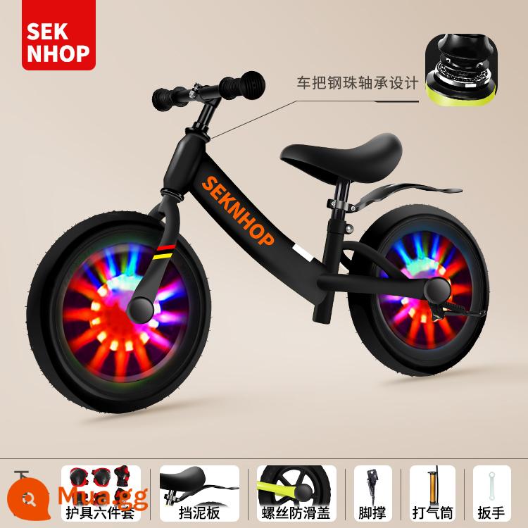 Xe thăng bằng trẻ em không có bàn đạp 2--8 tuổi xe trượt Scooter 12 inch 14 inch xe Scooter trẻ em xe tập đi - Bơm bảo vệ bánh xe Flash 14 inch [Knight Black]