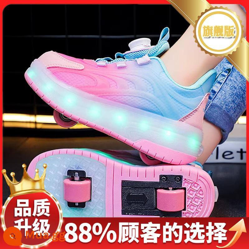 Giày Trẻ Em Giày Thể Thao Bé Trai 2023 Mới Khóa Xoay Trẻ Em Thoáng Mát Internet Người Nổi Tiếng Giày Heelys Mùa Thu Nhấp Nháy Giày Trượt Patin - Đỏ [Mẫu hàng đầu]