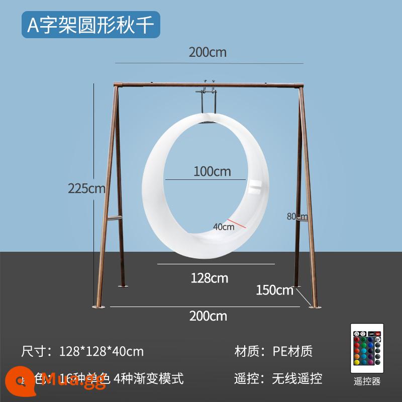 Đèn LED Ánh sáng mặt trăng phát sáng Nội thất ngoài trời Trang trí uốn cong ánh trăng thương mại Vẻ đẹp Chen Hoạt động đạo cụ trực tuyến Mặt trăng đỏ mùa thu hàng ngàn - Xích đu tròn khung chữ A: 128 cm