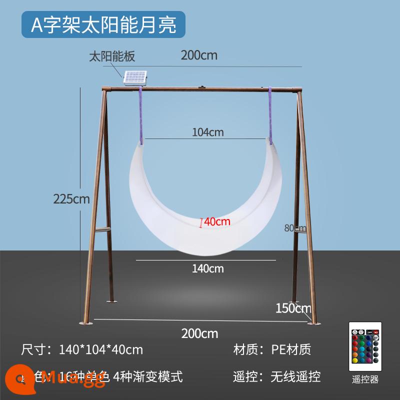 Đèn LED Ánh sáng mặt trăng phát sáng Nội thất ngoài trời Trang trí uốn cong ánh trăng thương mại Vẻ đẹp Chen Hoạt động đạo cụ trực tuyến Mặt trăng đỏ mùa thu hàng ngàn - Mặt trăng mặt trời: 104 * 40cm với khung chữ A