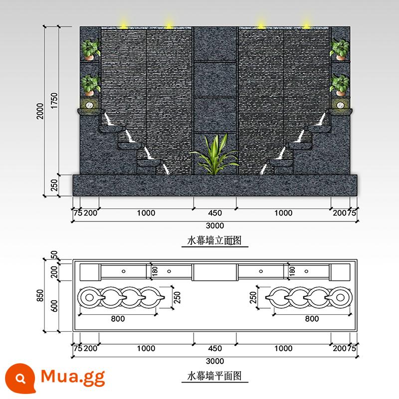 Tường nước đá tường chảy màn hình tường màn hình tường ngoài trời sân cá trễ sân vườn cảnh quan trang trí tường xem trang trí tường xem đồ trang trí tường - Đế hoa Bafang Jincai 300*85*200cm