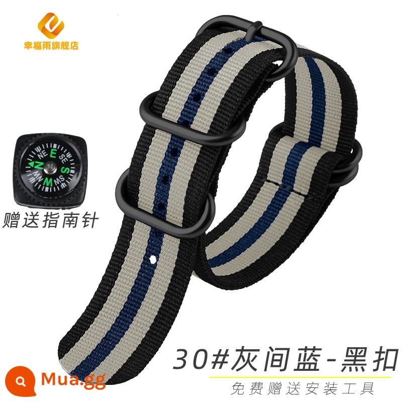 Dây nylon NOTA NATO thích hợp cho la bàn ngoài trời Omega seahorse Jeep jeep Panerai 24 - 30 # màu xám phòng màu xanh-khóa đen