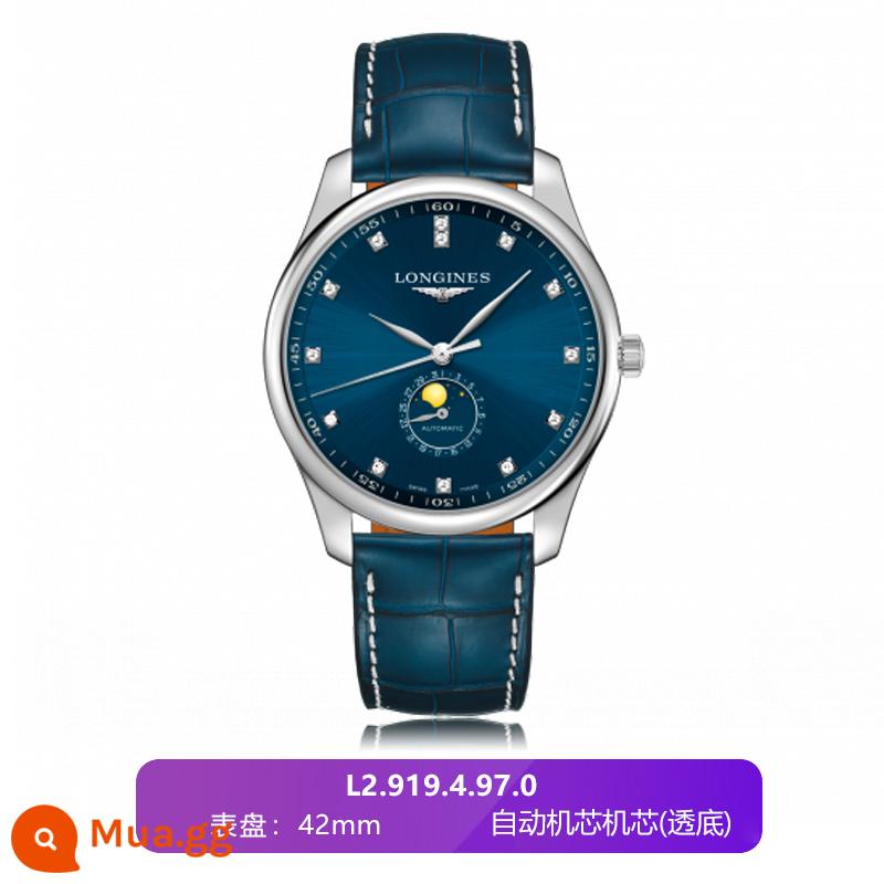 Gửi thư trực tiếp đến Đồng hồ nam Longines Thụy Sĩ Master Moon Phase Business Đồng hồ cơ nam L2.909.4.78.3 - L2.919.4.97.0-Da xanh kim cương-42mm