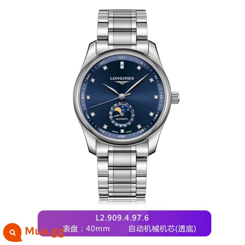 Gửi thư trực tiếp đến Đồng hồ nam Longines Thụy Sĩ Master Moon Phase Business Đồng hồ cơ nam L2.909.4.78.3 - L2.909.4.97.6-Thép xanh kim cương-40mm