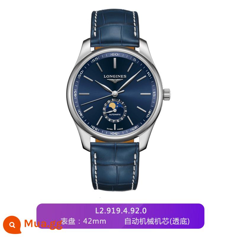 Gửi thư trực tiếp đến Đồng hồ nam Longines Thụy Sĩ Master Moon Phase Business Đồng hồ cơ nam L2.909.4.78.3 - L2.919.4.92.0-Dây đai màu xanh-42mm