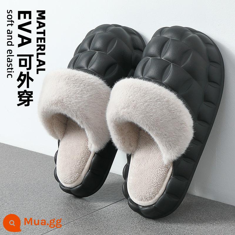 Disassebring Cotton Slippers Winter's Winter New Thoc chống nước chống thấm nước, cotton anti -slip, cotton giam cầm ấm áp và ấm áp - Màu đen - không thấm nước, có thể tháo rời và giặt được