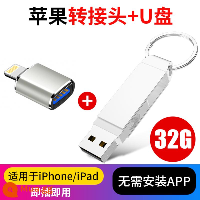 Bộ chuyển đổi Apple điện thoại di động type-c OTg Android Ổ đĩa flash chuyển đổi Xiaomi/OPPO/micro-usb - Bộ chuyển đổi Apple (bạc) + ổ flash USB bạc 32G