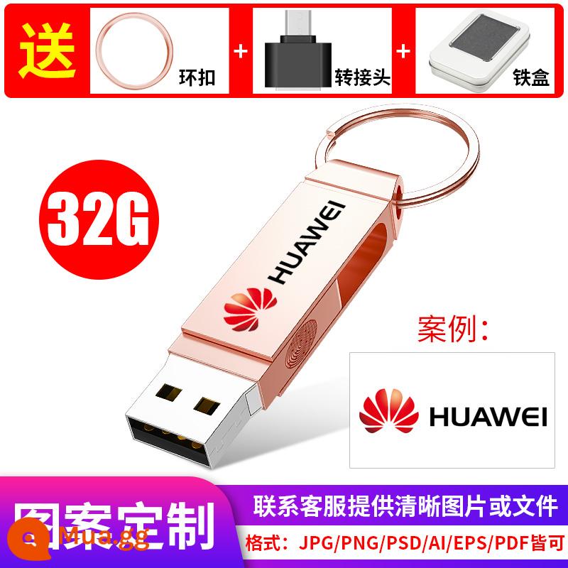 [Hàng chính hãng chính thức] Ổ đĩa flash USB dung lượng lớn 32g dành cho máy tính điện thoại di động dành cho sinh viên sử dụng kép điện thoại di động ổ flash USB chính hãng - Vàng hồng 32G (mẫu tùy chỉnh)