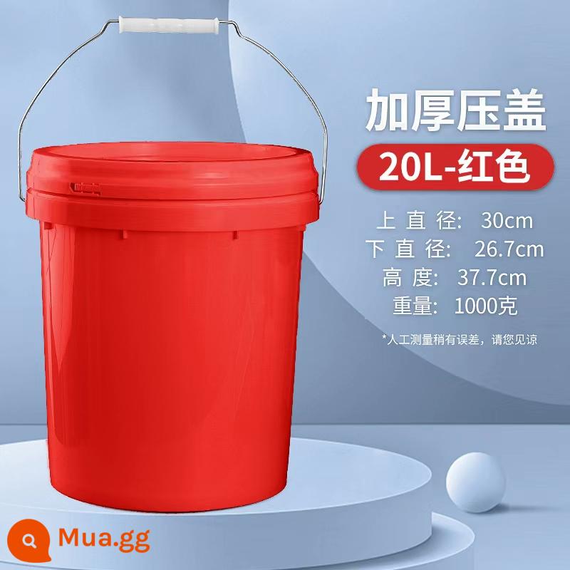 Xô nhựa có nắp, xô kín, xô nhỏ 25 lít, sơn latex vuông, nguyên liệu in theo yêu cầu, trống nắp vặn - Nắp áp 20 lít mẫu cực dày màu đỏ