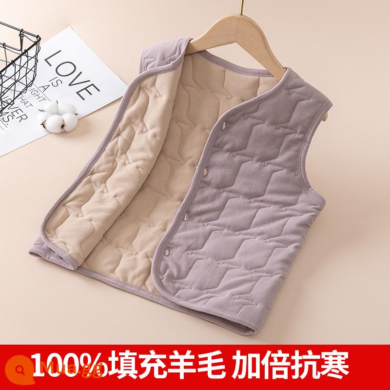 Áo vest trẻ em, quần áo mùa đông bé trai và bé gái, đồ tạo tác đồng phục học sinh nhung và dày, áo giữ ấm đế, áo lót trong cho bé - Áo vest màu tím