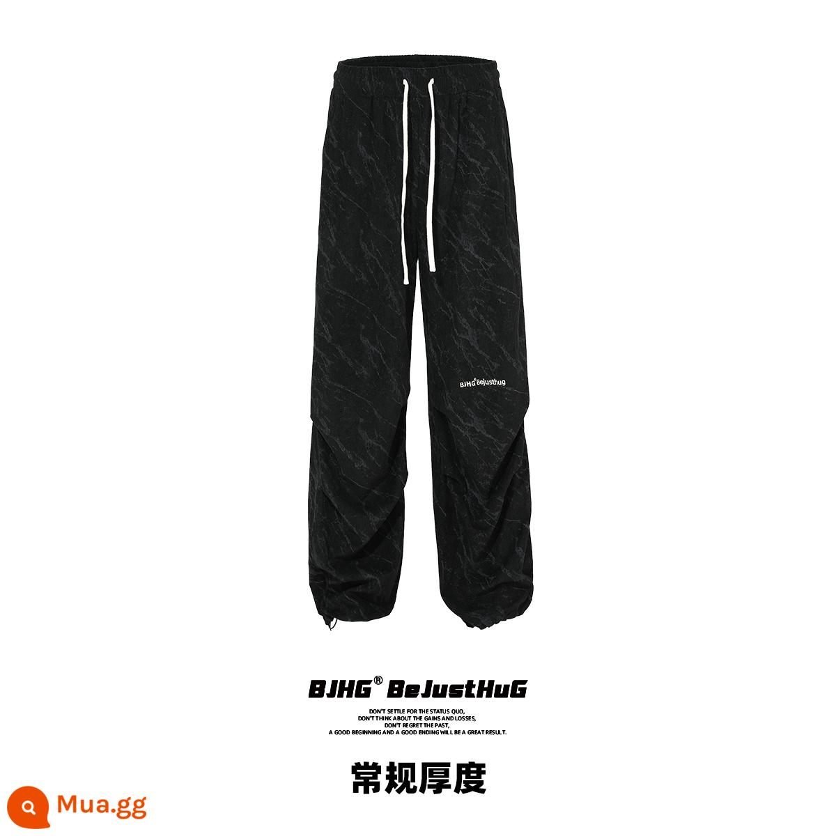 BJHG bất chấp hậu quả mùa thu vải nhung kẻ phong cách Mỹ quần legging nam thẳng Plus nhung quần thể thao giản dị quần dài - Độ dày đều đặn của than chì màu đen