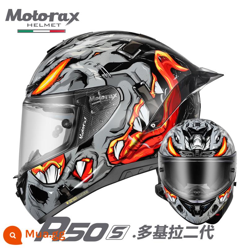 MOTORAX R50S Koi Đầu Xám Mũ Bảo Hiểm Nam Nữ Bốn Mùa Đầu Máy Full Mũ Bảo Hiểm Cá Tính Thoáng Mát Đầu Máy Đa Năng - R50S Dokira thế hệ thứ 2