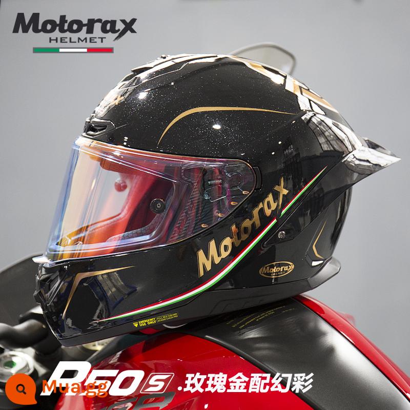 MOTORAX R50S Koi Đầu Xám Mũ Bảo Hiểm Nam Nữ Bốn Mùa Đầu Máy Full Mũ Bảo Hiểm Cá Tính Thoáng Mát Đầu Máy Đa Năng - R50S Honor vàng hồng