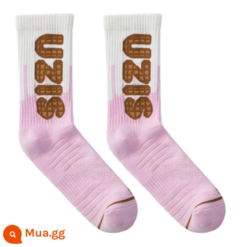 ACE toàn diện Uzis Basketball SOCKS CAO CẤP CHIA SẺ GIÁ TRỊ MENCOLOR MÀU SẮC MÀU SẮC [ICE CREAM] - dâu hồng trắng