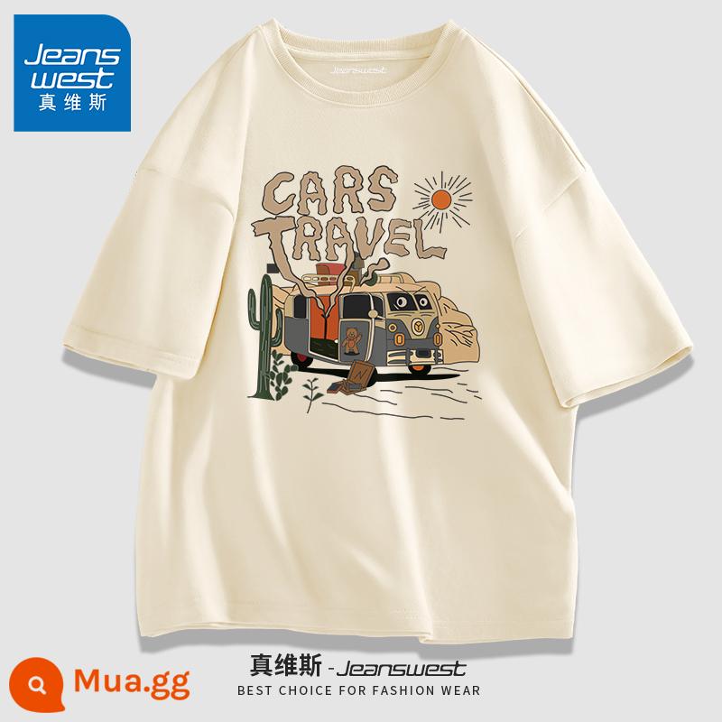 Áo thun nam JR Jeanswest ngắn tay áo thun cotton mùa hè nam nửa tay nam thương hiệu cặp đôi muối phong cách bạn trai - lúa cạn#xe du lịch