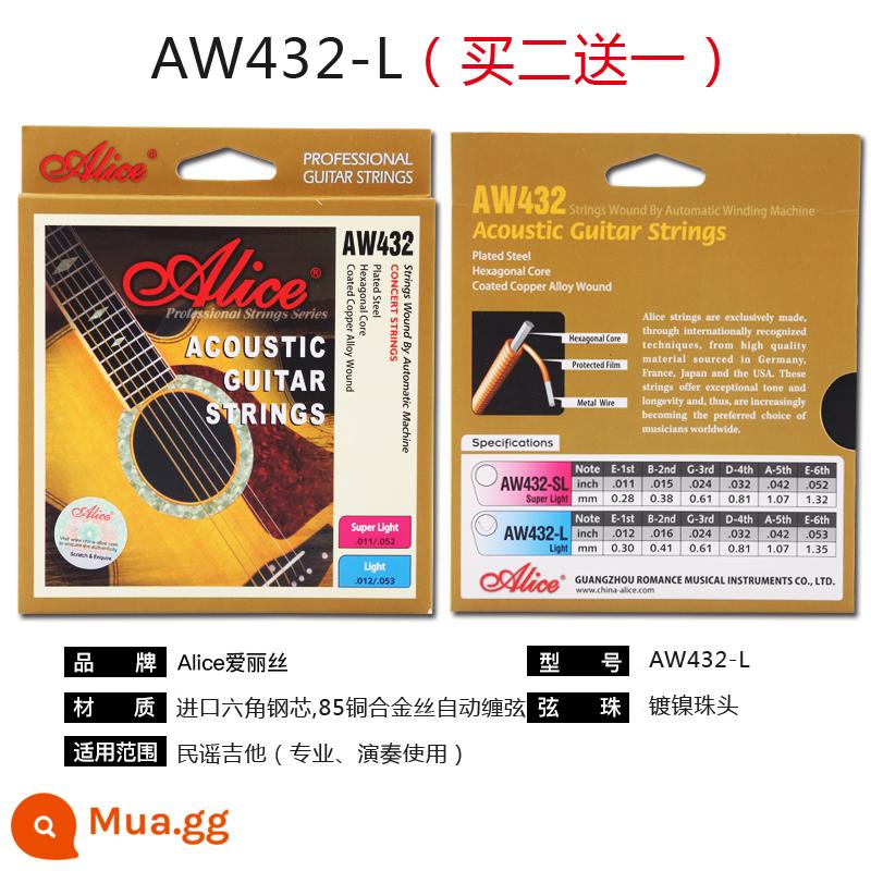 Dây đàn guitar acoustic dân gian trọn bộ dây đàn guitar Alice a203 Hyun Hyun bộ 6 dây đàn piano thép quay chống rỉ Xuân - AW432-L (loại 012) nguyên liệu nhập khẩu chuyên nghiệp