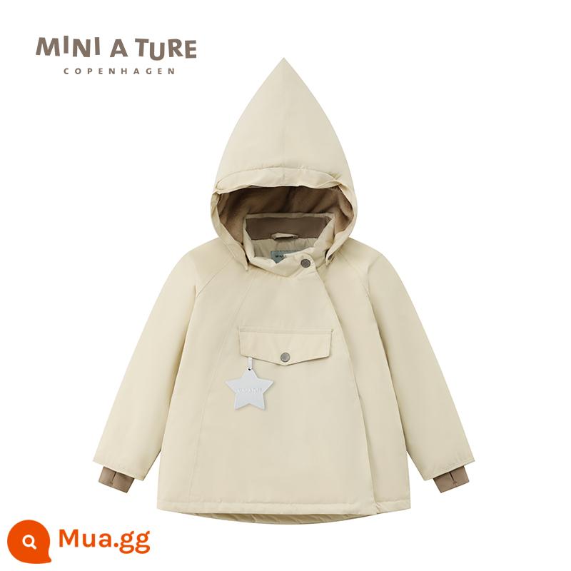 Quần áo trẻ em thu nhỏ của Đan Mạch 23 mùa đông mới áo khoác nhung dày cotton chống nước cho nam và nữ dành cho trẻ nhỏ và vừa - Kem Angora (không có vòng cổ)