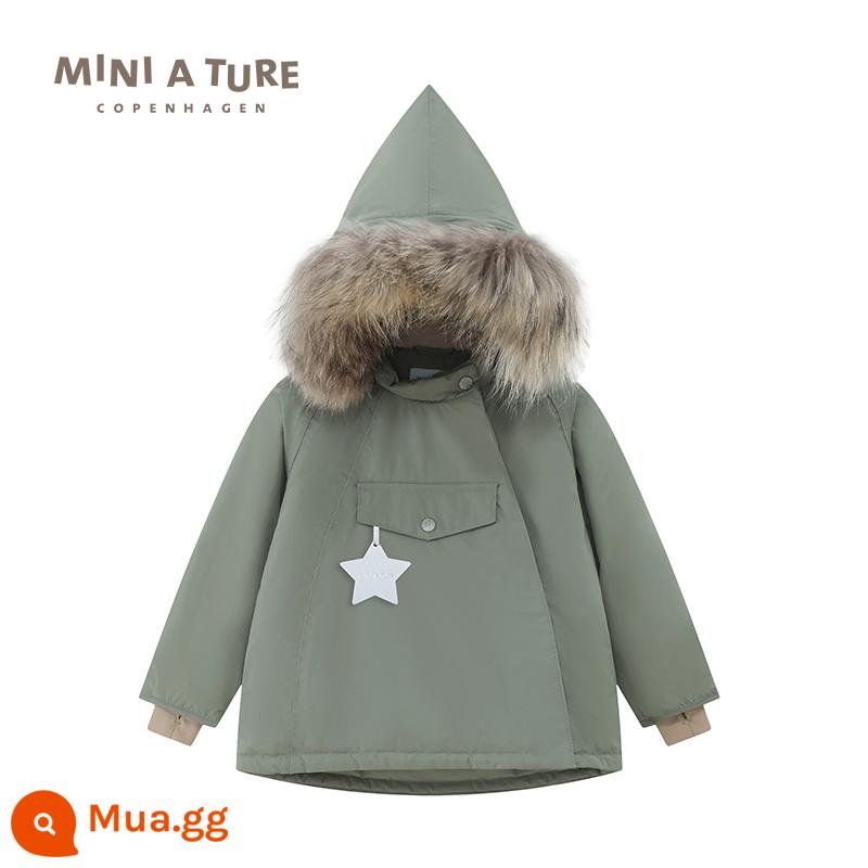 Quần áo trẻ em thu nhỏ của Đan Mạch 23 mùa đông mới áo khoác nhung dày cotton chống nước cho nam và nữ dành cho trẻ nhỏ và vừa - rừng xanh