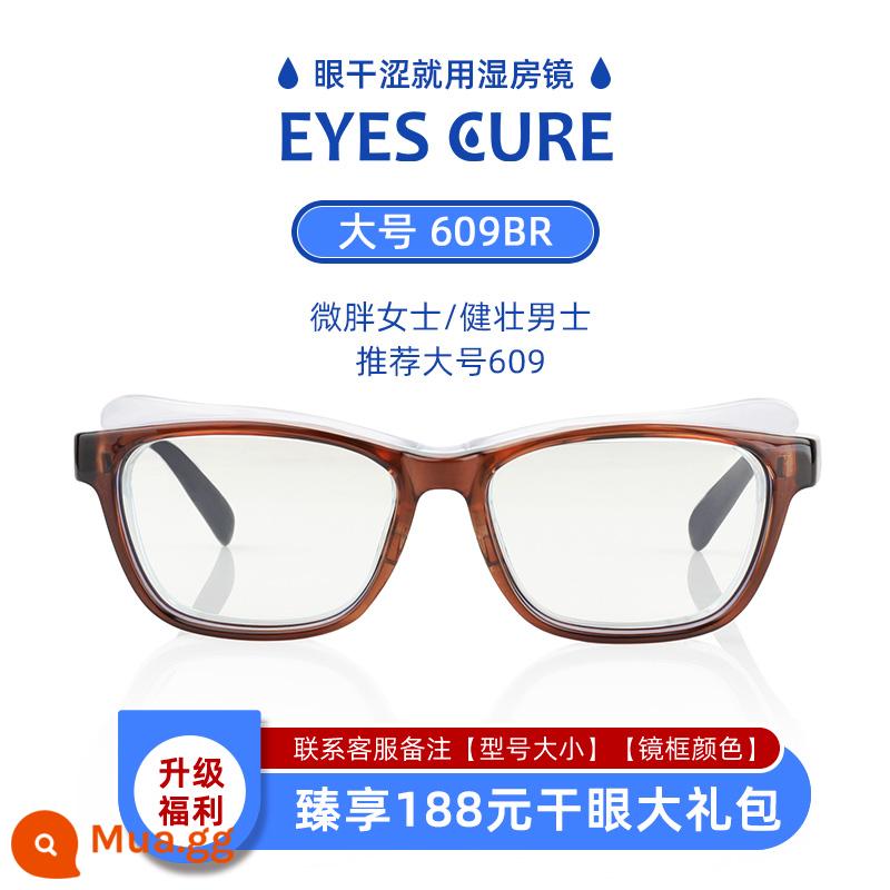 Eyesure Nhật Bản Kính phòng ướt chống khô mắt Kính dưỡng ẩm khô mắt chống phấn hoa sau phẫu thuật Kính phòng ướt chống sương mù cho nữ - Gương phẳng cỡ lớn màu hạt dẻ không cần toa mẫu chống sương mù 609br