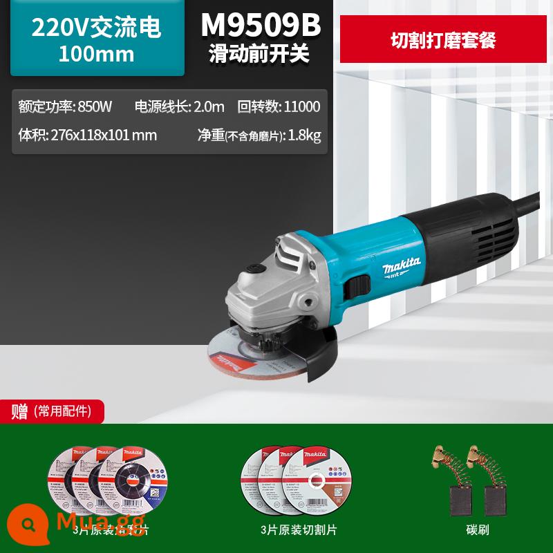 Máy mài góc Makita Nhật Bản M9509B công suất cao 100 máy mài góc nhỏ M9513 công cụ điện chính hãng - Công tắc trượt phía trước gói cắt và mài M9509B 850W