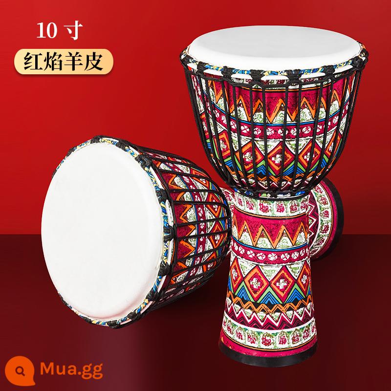 Trống Châu Phi trẻ em mẫu giáo dành riêng cho người lớn PVC nhẹ tambourine 8.5 inch 10 inch cho người mới bắt đầu nhạc cụ chuyên nghiệp - [Dây buộc nâng cấp] Da cừu lửa đỏ 10 inch + Túi đựng em bé + Dạy học