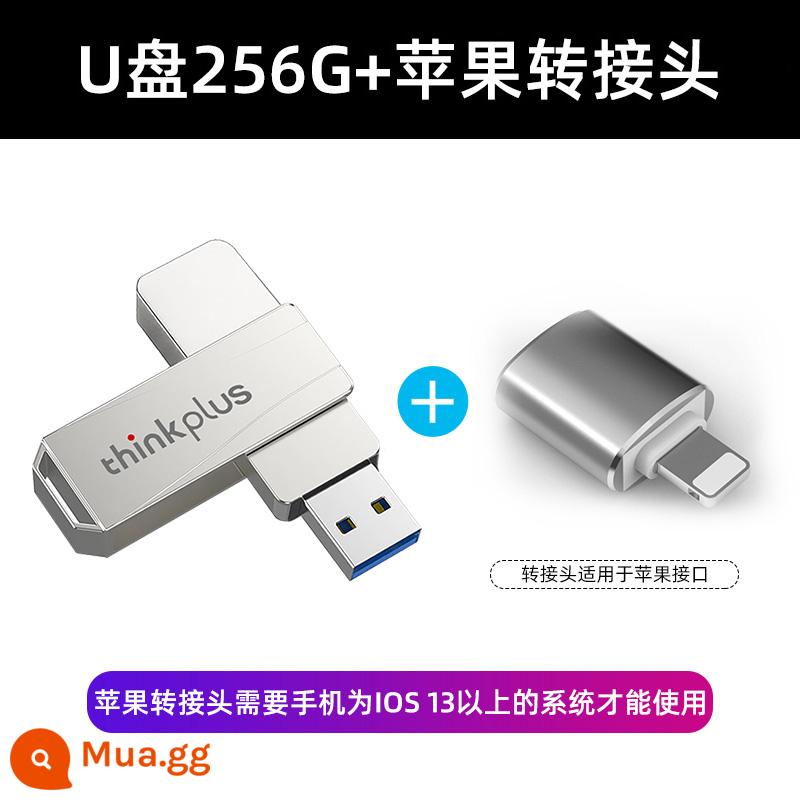 Ổ đĩa flash Lenovo 32g tốc độ cao 3.0 chữ tùy chỉnh trên ô tô máy tính USB công dụng kép 64g dung lượng lớn 128g chính hãng - Đĩa U 256G + Bộ chuyển đổi Apple