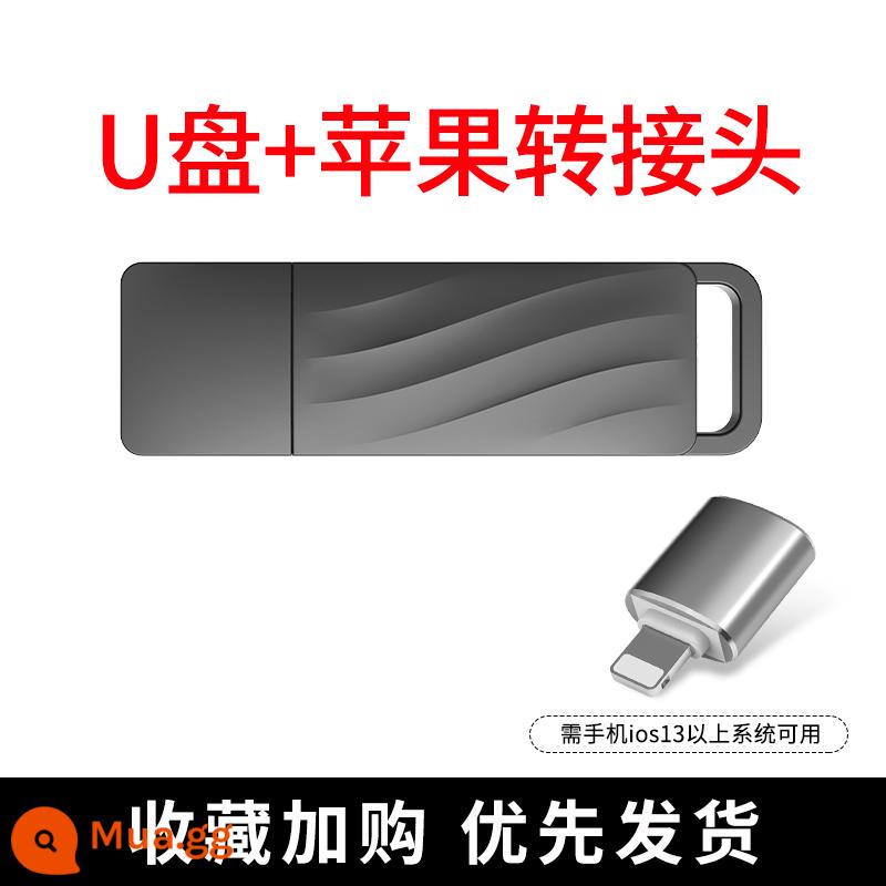 Ổ đĩa flash Lenovo 256g chính hãng chính hãng usb3.1 ổ đĩa flash USB dung lượng lớn tùy chỉnh trên ô tô điện thoại di động máy tính chuyên dụng TU100 - "Storm Grey"+Đầu táo