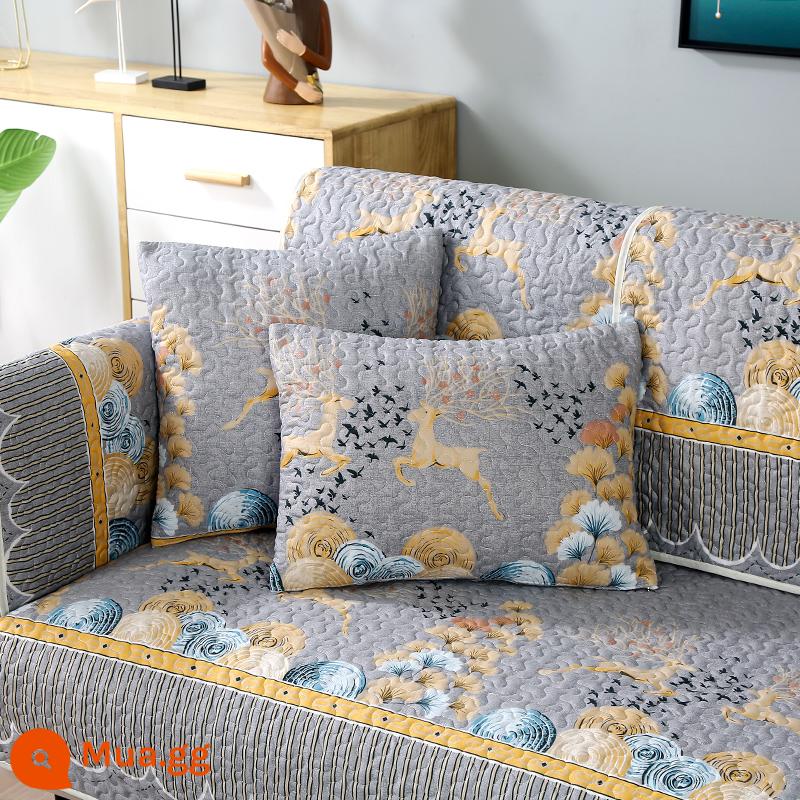 Ưu đãi đặc biệt và miễn phí vận chuyển đệm, đệm sofa, vỏ sofa, vỏ bọc chống trượt đa năng cho tất cả các mùa, đệm trọn gói đơn giản, đệm chống mài mòn - hươu bạch quả màu xám