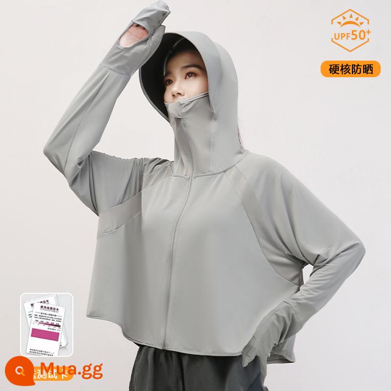 Quần Áo Chống Nắng Nữ Mùa Hè Mới 2023 Áo Mỏng Băng Lụa Cardigan Chống Tia UV Áo Khoác Chống Nắng Thoáng Khí Quần Áo - Găng tay - Daishan Grey (upf50+ thẻ kiểm tra miễn phí)