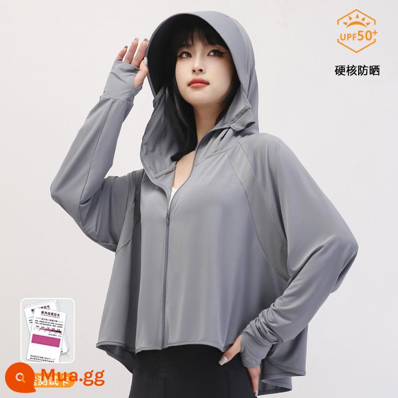 Quần Áo Chống Nắng Nữ Mùa Hè Mới 2023 Áo Mỏng Băng Lụa Cardigan Chống Tia UV Áo Khoác Chống Nắng Thoáng Khí Quần Áo - Mô hình ngón tay cái-màu xám biển sương mù (upf50+ thẻ kiểm tra miễn phí)