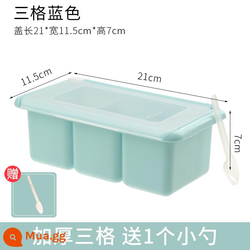 Tang mofang Hộp gia vị kết hợp bộ bốn -in -one Kitchen cung cấp bể muối hộ gia đình Daquan - Ba lưới màu xanh